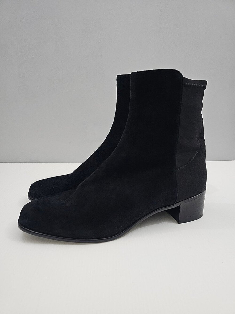 Stuart Weitzman Easyon Reserve Ankle Boots Womens 11 Black Suede Stretch Heel